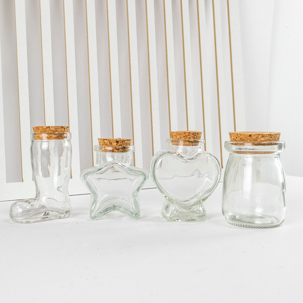 Frascos de vidrio con tapón de corcho para almacenamiento, frascos de grado alimenticio con letras de relleno, estrellas a la deriva, Ideas para manualidades, 6 piezas