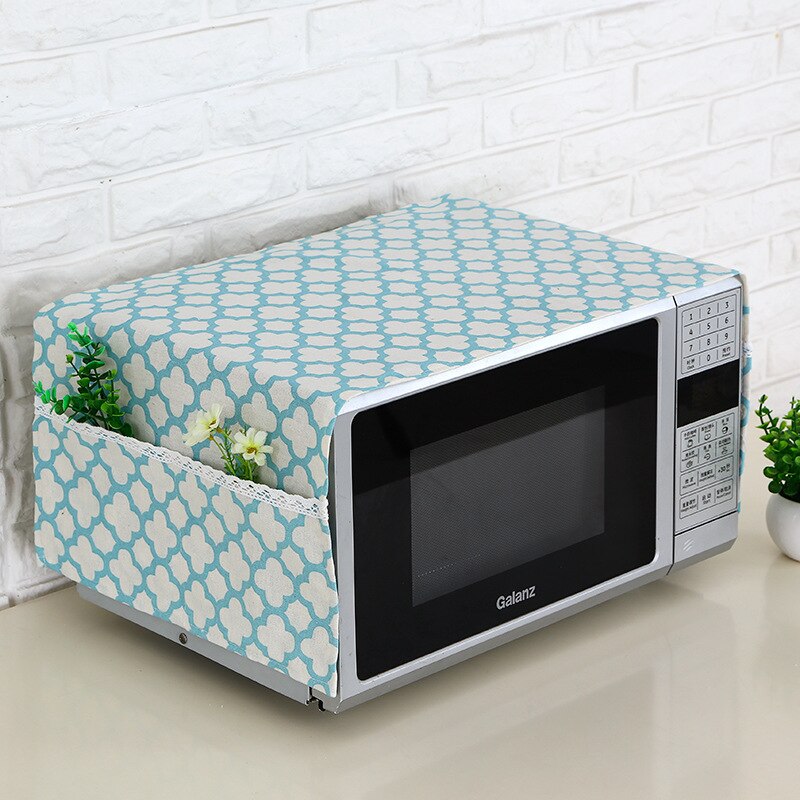 Nowoczesna prosta lniana moda kuchenka mikrofalowa osłona pyłoszczelna z kieszeniami tkanina mikrofale osłony ochraniające Cubiertas Protectoras