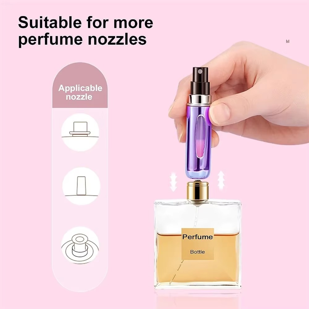Atomizador de Perfume de 5ml, envases de cosméticos líquidos portátiles, Mini botellas rellenables de Perfume alcochol para viaje, botella vacía con pulverizador