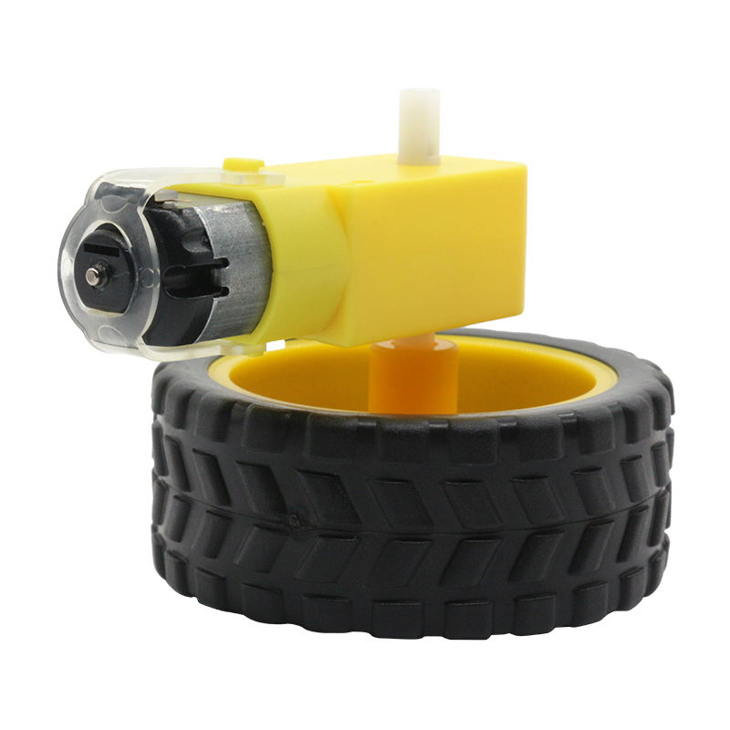 Glyduino diy tilbehør fjerntliggende smart bil robot plast gear driver motor + dæk dæk hjul til arduino intelligent bil