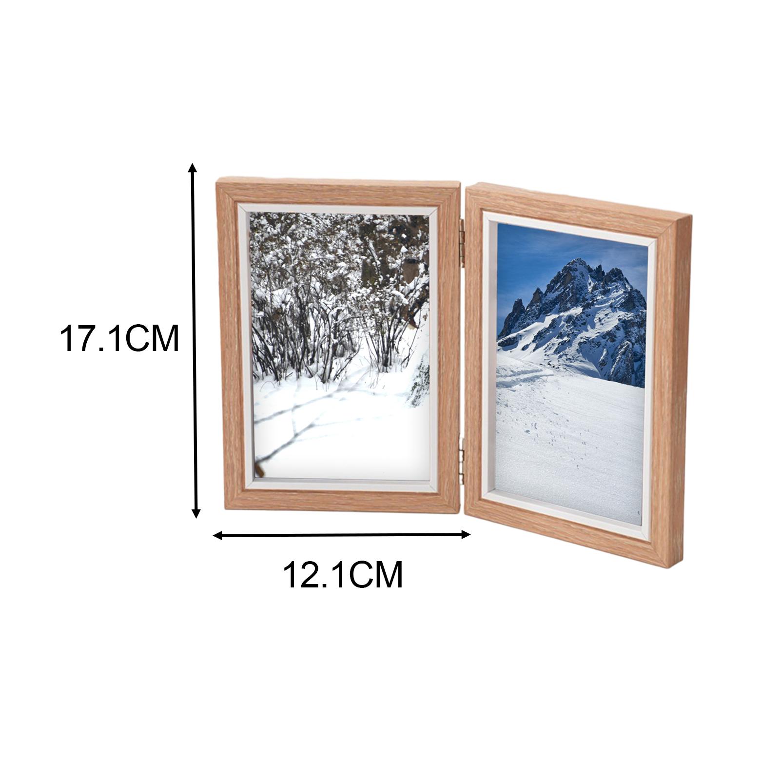 Klappbarer Fotorahmen, faltbarer Bilderrahmen aus Holz, 10,2 x 15,2 cm, Familienfotocollage für Eingangsbereich, Flur, Tischplatte, Schreibtisch, Heimdekoration