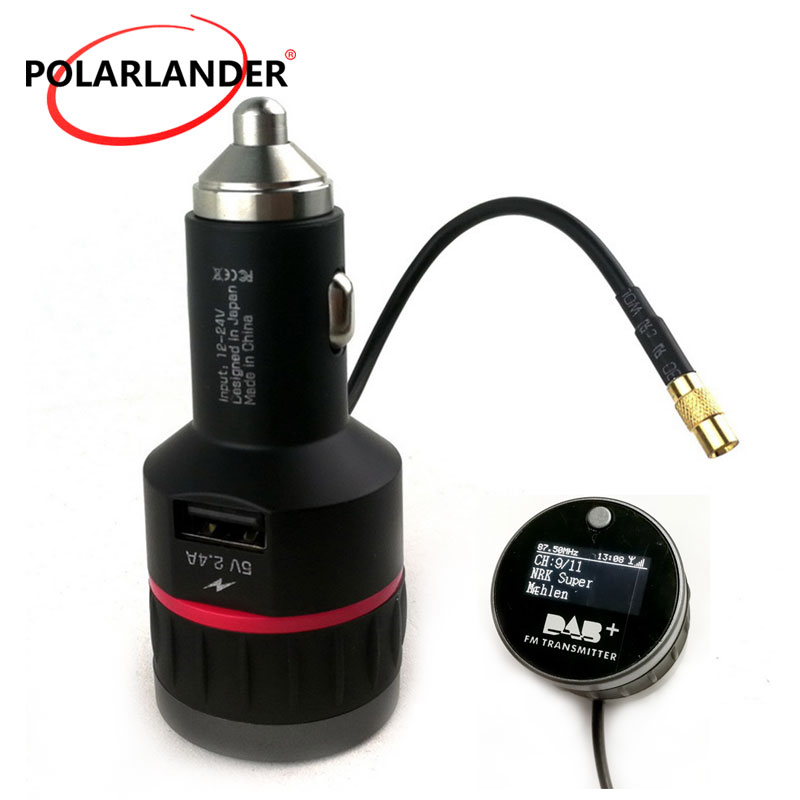 Tuner Receiver FM Transmitter With Converter Plug-and-Play Knob Car DAB Radio Cigarette Lighter With 5V 2.4A A USB Part