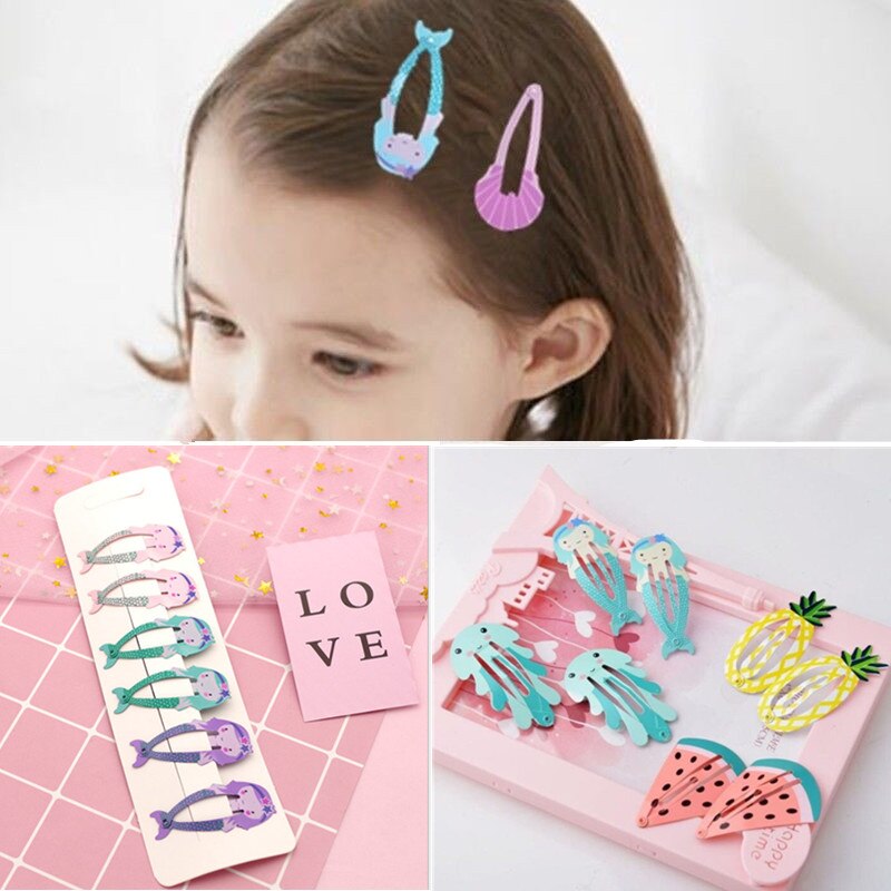 Pinzas para el pelo para niña y bebé, broches para el pelo, horquilla de colores dulces, estilos de dibujos animados, para , accesorios para el pelo, 6 uds.