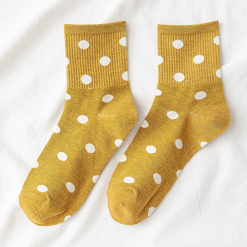 Vrouwen Leuke Dot Print Sokken Mooie Vrouwelijke Katoen Midden Buis Losse Retro Casual Polka Dot Sokken Japanse Kawaii Sokken: 3