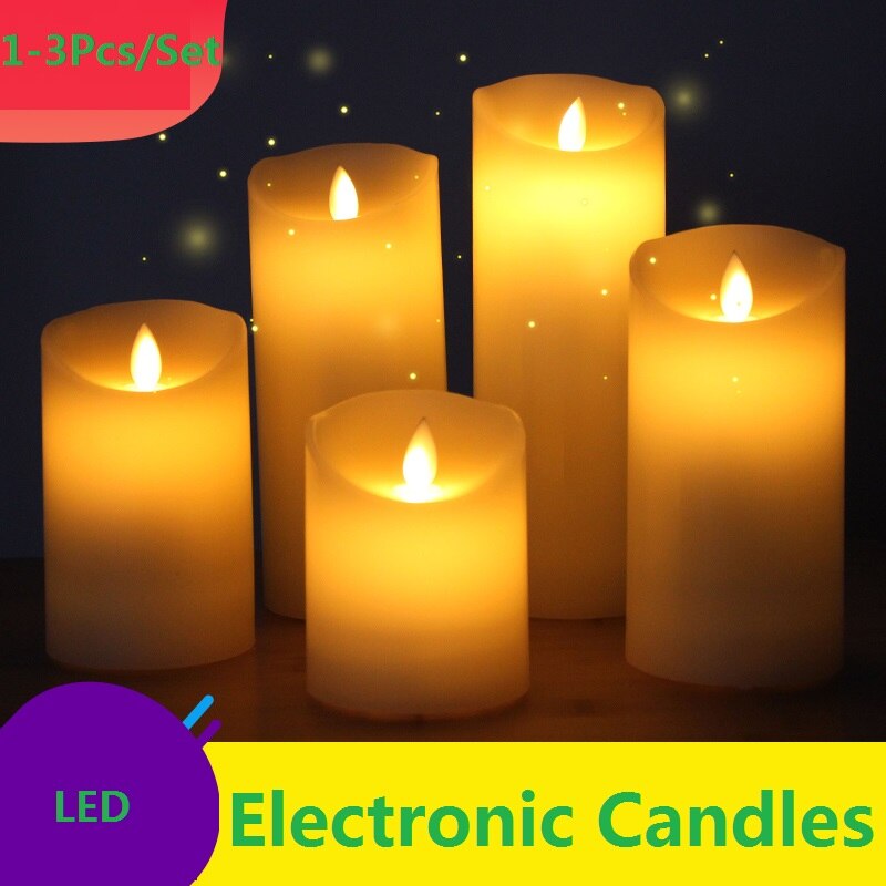 1-3 unids/set velas electrónicas Led amor cumpleaños decoración del hogar velas sin llama ámbar decorativas coloridas luces Led de té/romántico