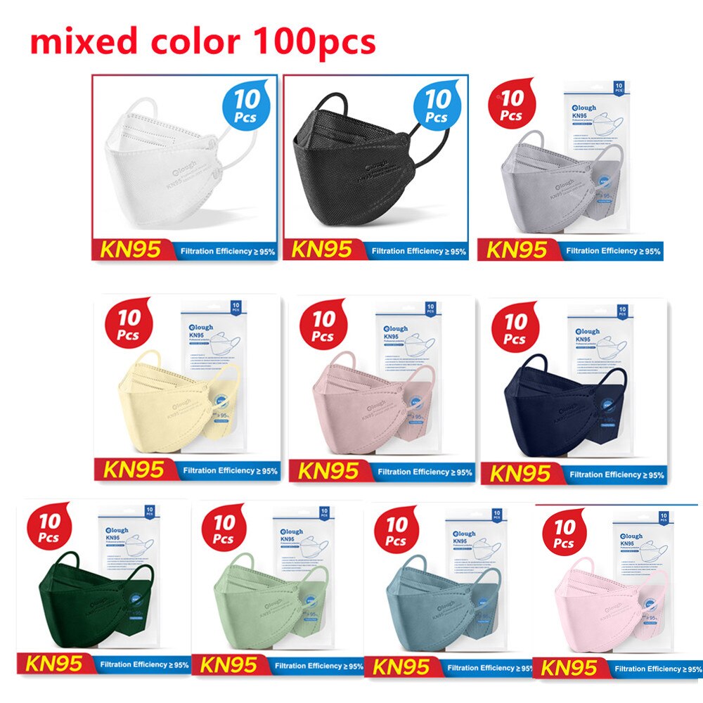 Elough – masque de protection respiratoire FFP2/KN95, lot de 10 à 100 pièces, approuvé par l&#39;espagne: 100PCS-mixed color