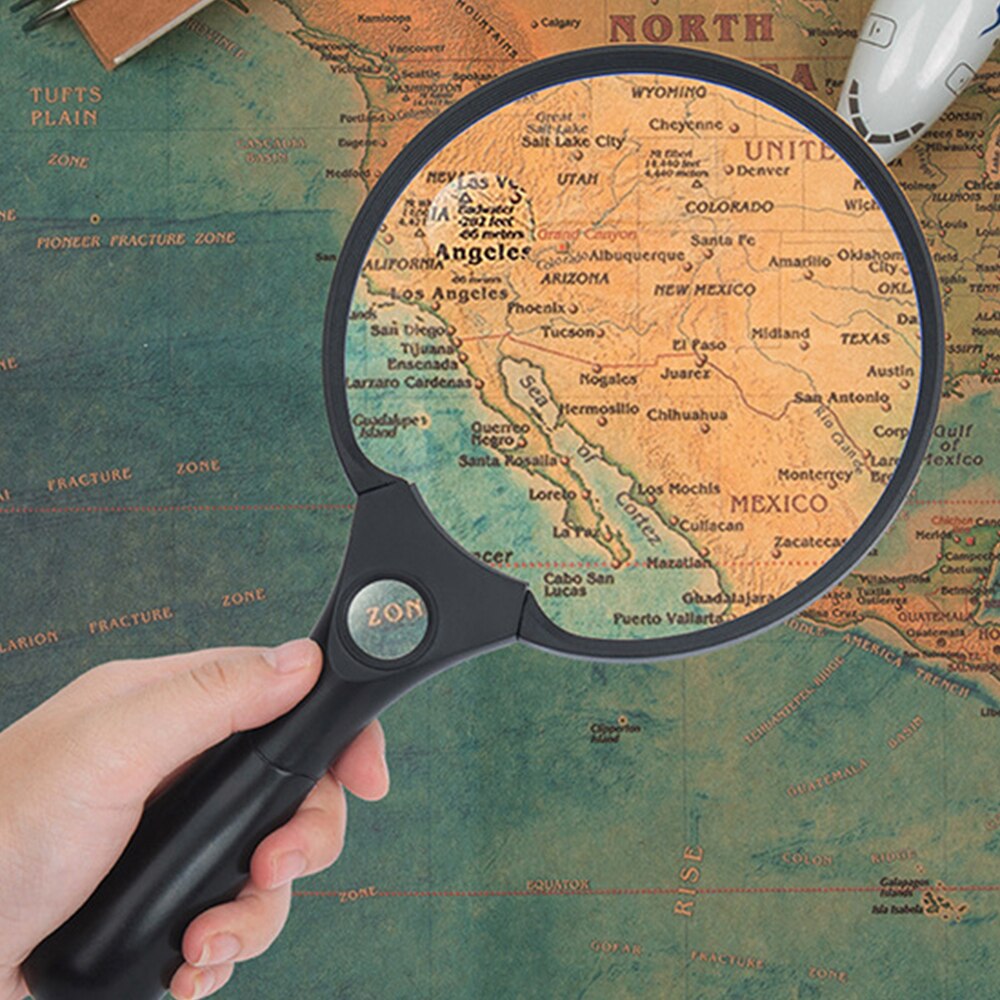 Magnifying Glass with LED Light Handheld Reading 137mm Large Magnifying Lens Loupe Glass Jewelry Inspection Handheld Tool