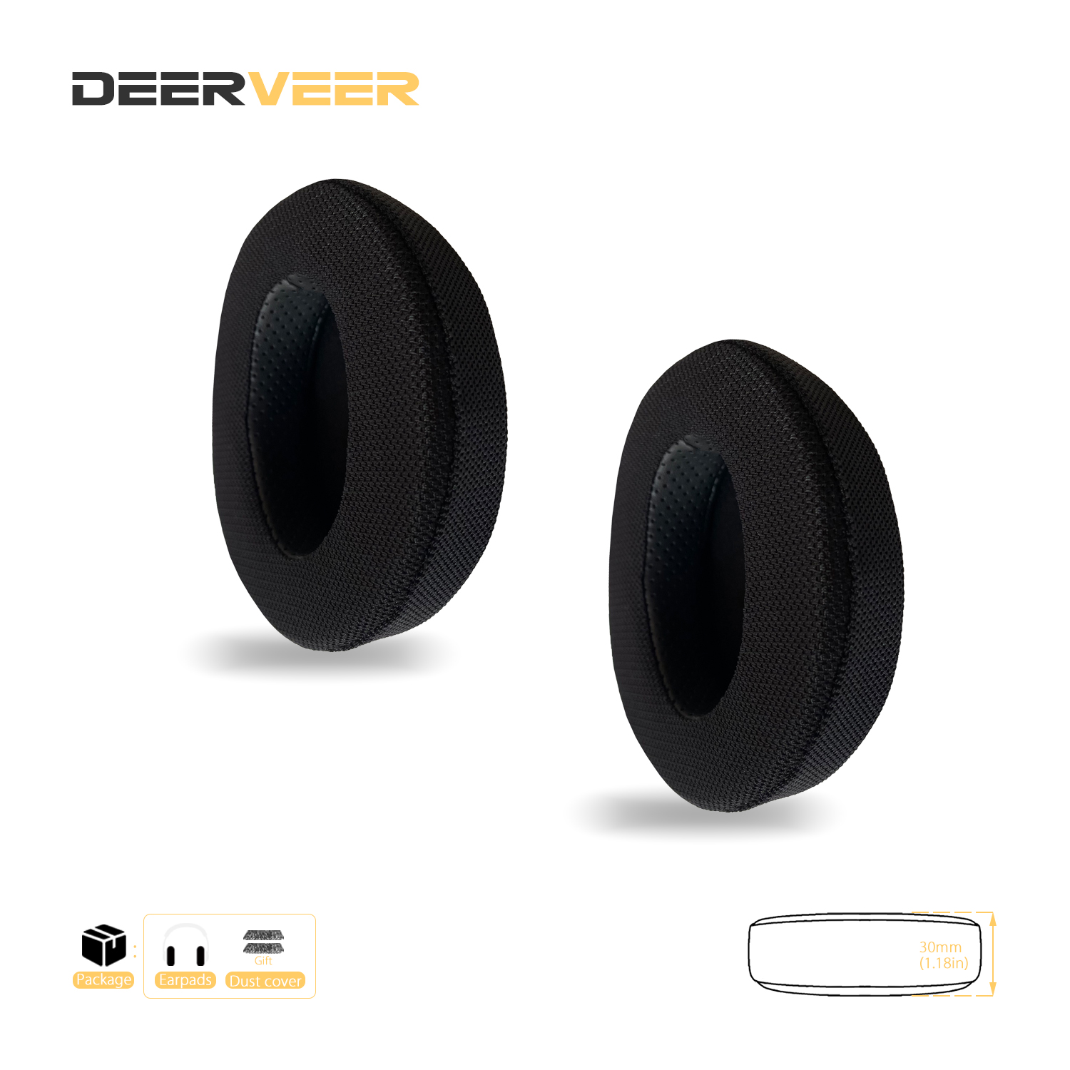 DEERVEER – oreillettes de remplacement pour écouteurs Roccat ElO 7.1 AIR, ELO 7.1 USB, ELO X stéréo, coussinets en mousse à mémoire de forme épais: 9Net