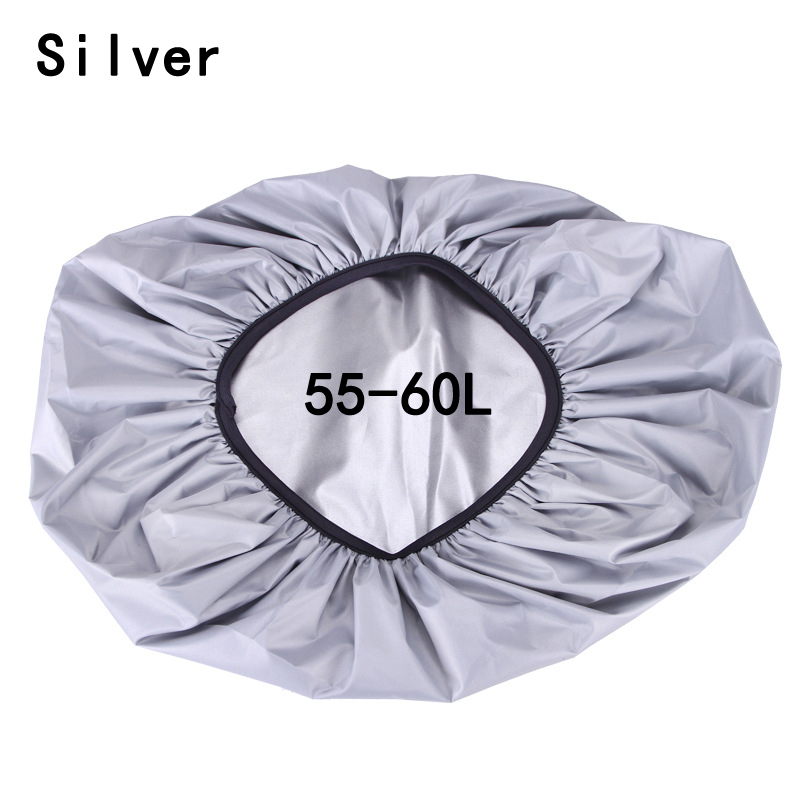 35L-80L Outdoor Sport Draagbare Tas Regenhoes Waterdichte Rugzak Camping Wandelen Fietsen Dust Rain Cover Camouflage Zwart Nylon: Silver 55-60L
