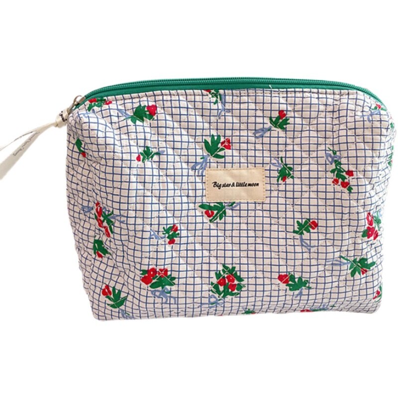 Stepp Gitter Kosmetik Tasche Große machen-hoch Tasche Veranstalter Frauen Kosmetische Lagerung Kulturbeutel Baumwolle Reißverschluss Schönheit fallen Beutel