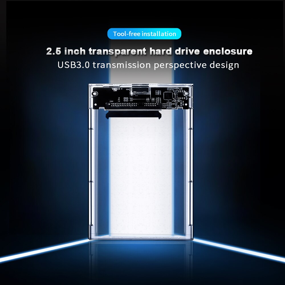 Zomy 2.5'' HDD Enclosure To SATA USB 3.0/3.1External Portable Ssd Case Hard Disk Drive Box Adapter Hd Externo Transparent Case