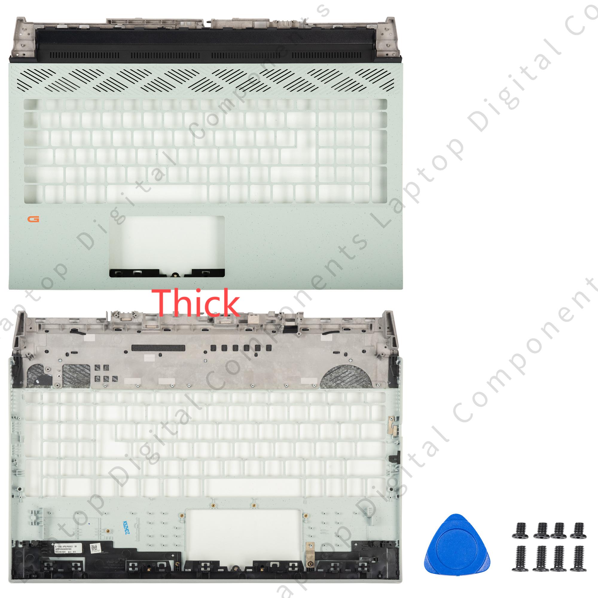 Nowość Pokrowiec na laptopa Dell G15 5510 5511 5515 5520 5525 Pokrywa tylna LCD Przednia ramka Palmrest Dolna obudowa Zawiasy Pokrywa notebooka: Srebrny