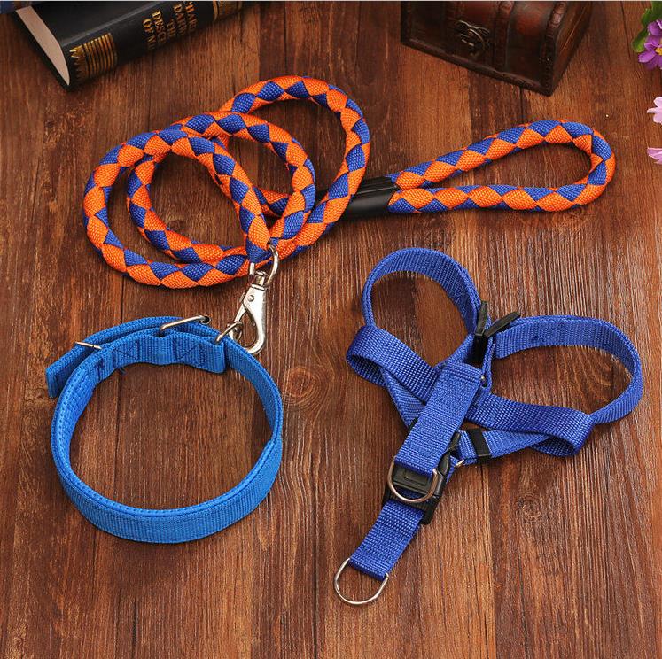 Halsbanden trekkabel jean hondenriem harnas huisdier kraag harness hondenriem pet wandelen harness leash set verstelbare borst: E