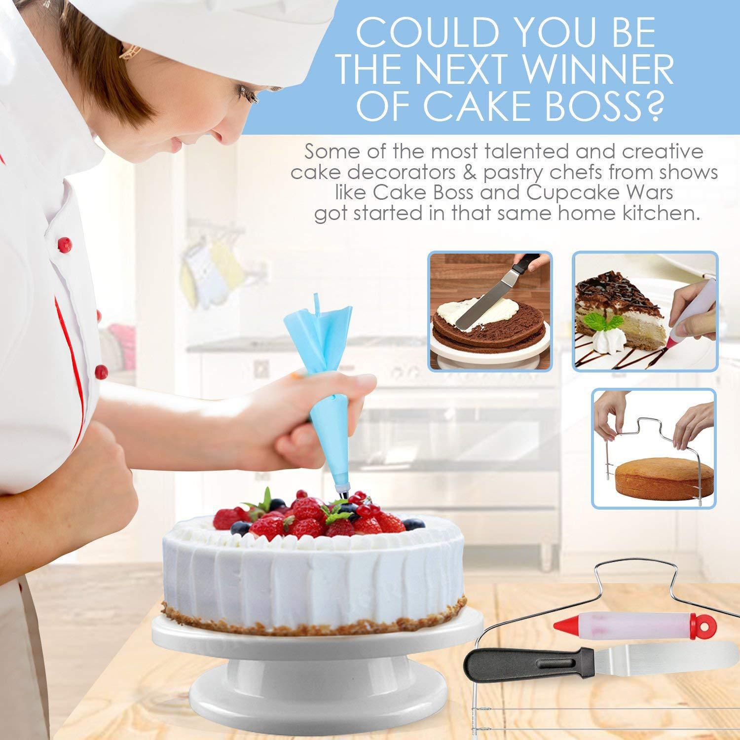 DIY Cake Turntable Cake Decorating Tools Kit Rotary Table Baking Tool Piping Nozzle Piping Bag Set Baking Supplies Sets