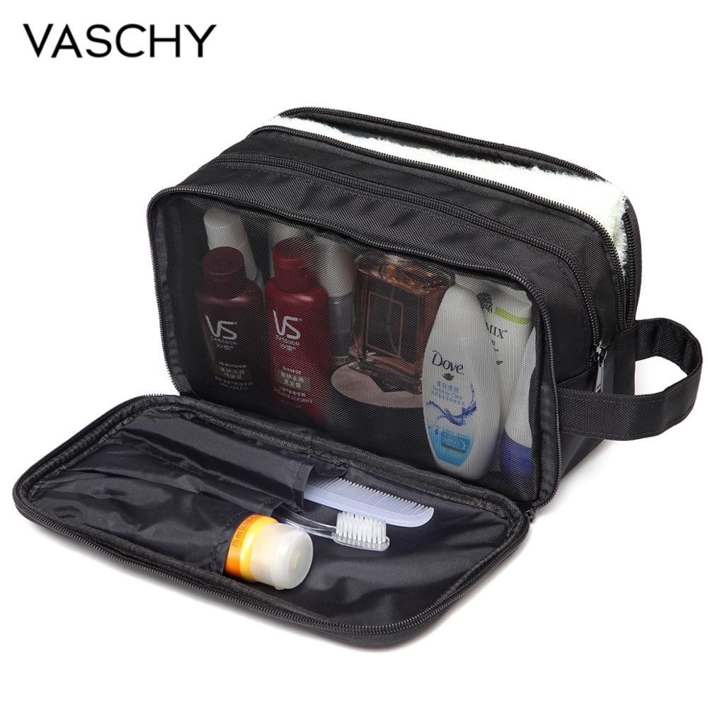 VASCHY Waterdichte Toilettas Mannen Vrouwen Reizen Opknoping Organizer Cosmetische Pouch Drie Compartimenten Dopp Kit