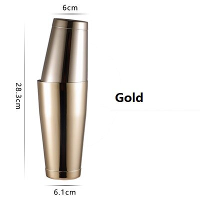 Boston Shaker Stainless Steel Cocktail Shaker Japanese Style Bartender Cocktail Shaker Bar Tools: Gold