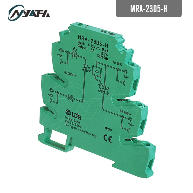 1pcs MRA-23D5H DIN Rail AC Solid State Relais, relais module, Input 5A: 3V 5V 12V 24V DC AC SSR, Hoge brekende capaciteit relais