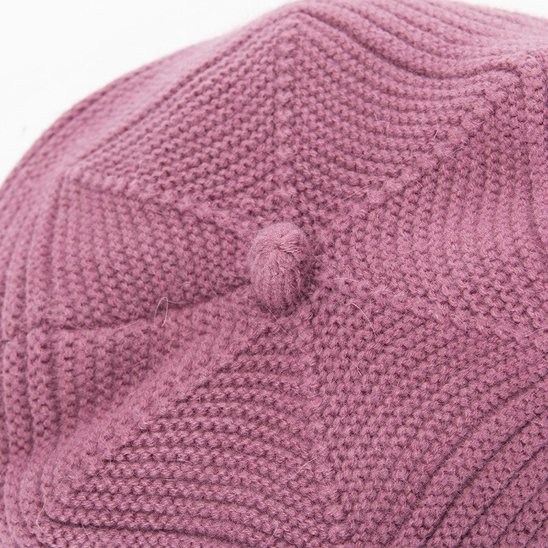Brushed Solid Color Winter Woman Knit Woolen Hat Warmth Peak Cap Fashionable and warm women's cap