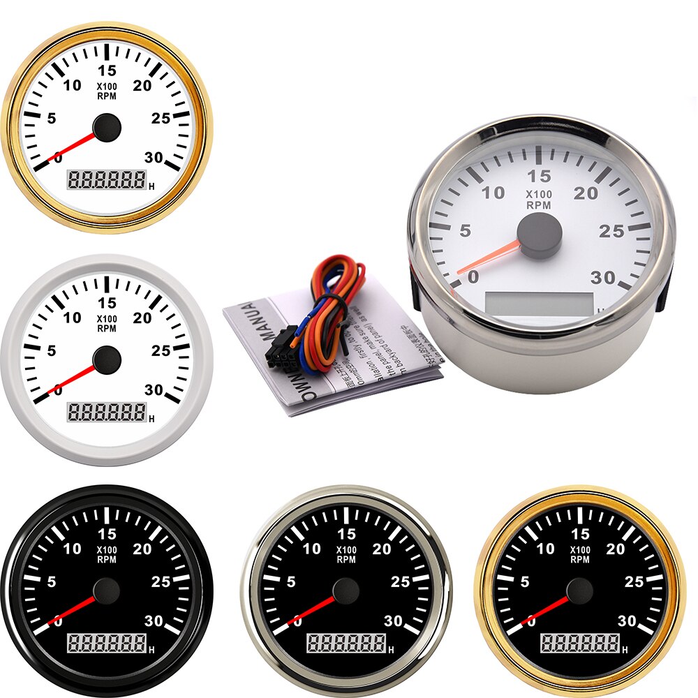 85mm Gauge Tachometer 3000RPM With Hour meter Truck Car Boat Diesel Engine RPM Tacho Gauge Speed Meter Gauge REV Counter Red LED