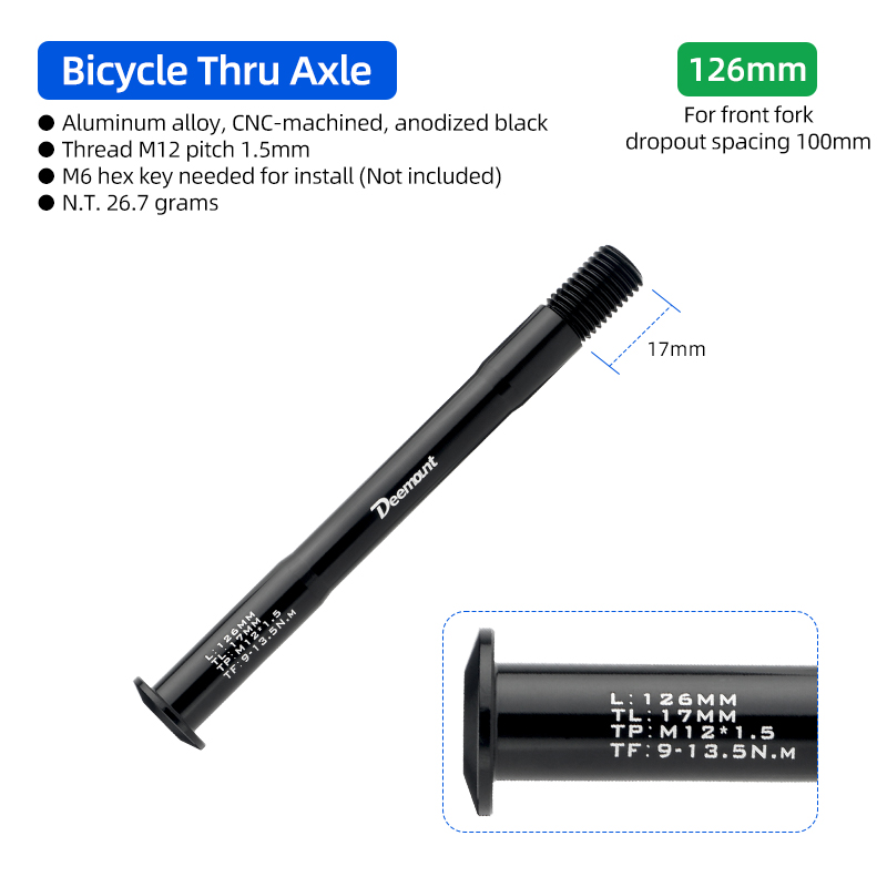 Lightweight Thru Axles M12*P1.5 L120-181mm for Bike Front Rear Fork Dropout Spacing 100/142/148mm CNC-machined Hub Through Shaft: Burgundy
