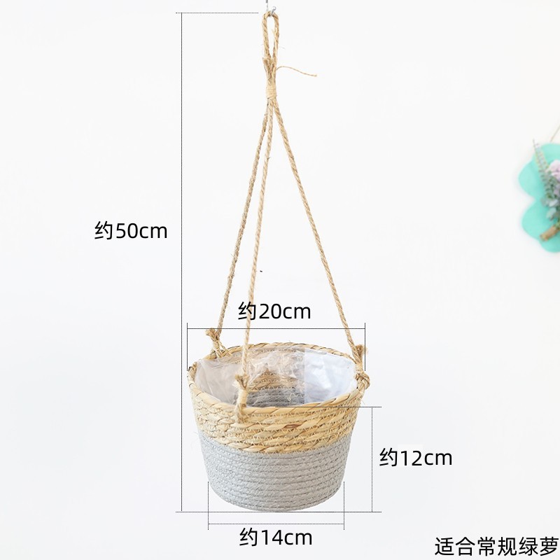 Tuin Hangende Plantenbak Macrame Plant Opbergmand Jute Touw Geweven Binnen Buiten Bloempot Houder Plantenhangers Home Decor: Licht Geel