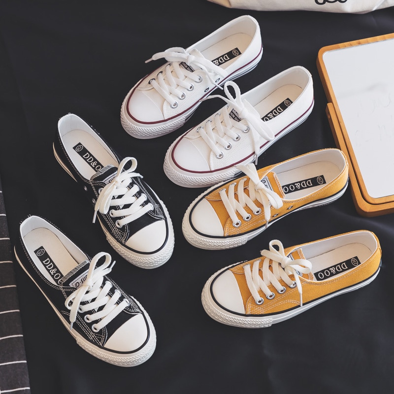 Femme chaussures été nouvelle toile peu profonde chaussures femme chaussures plates décontracté Simple femmes décontracté blanc chaussures baskets respirant