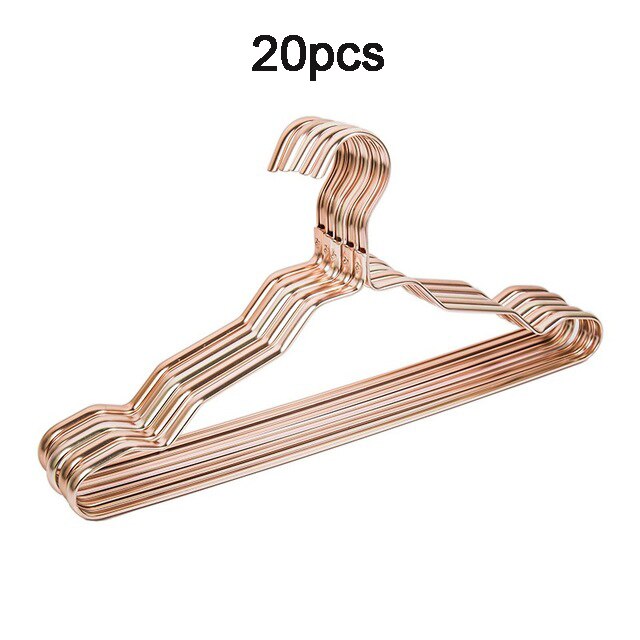 Cintres métalliques pour vêtements, 20 pièces, en alliage d'aluminium, support de séchage antidérapant, épais et coupe-vent, pour sous-vêtements, ceinture, manteau: Rose gold-20pcs