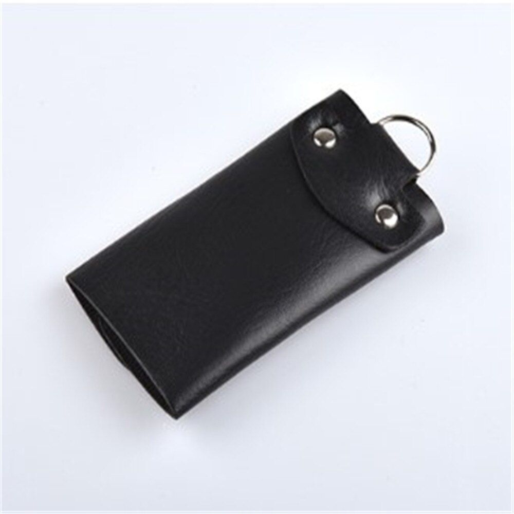 Mannen Autosleutel Case Houder Pu Leather Sleutels Chain Wallet Organizer Bag Voor Huishoudster Vrouwen Portable Key Ring Bag Pouch accessorie: Black