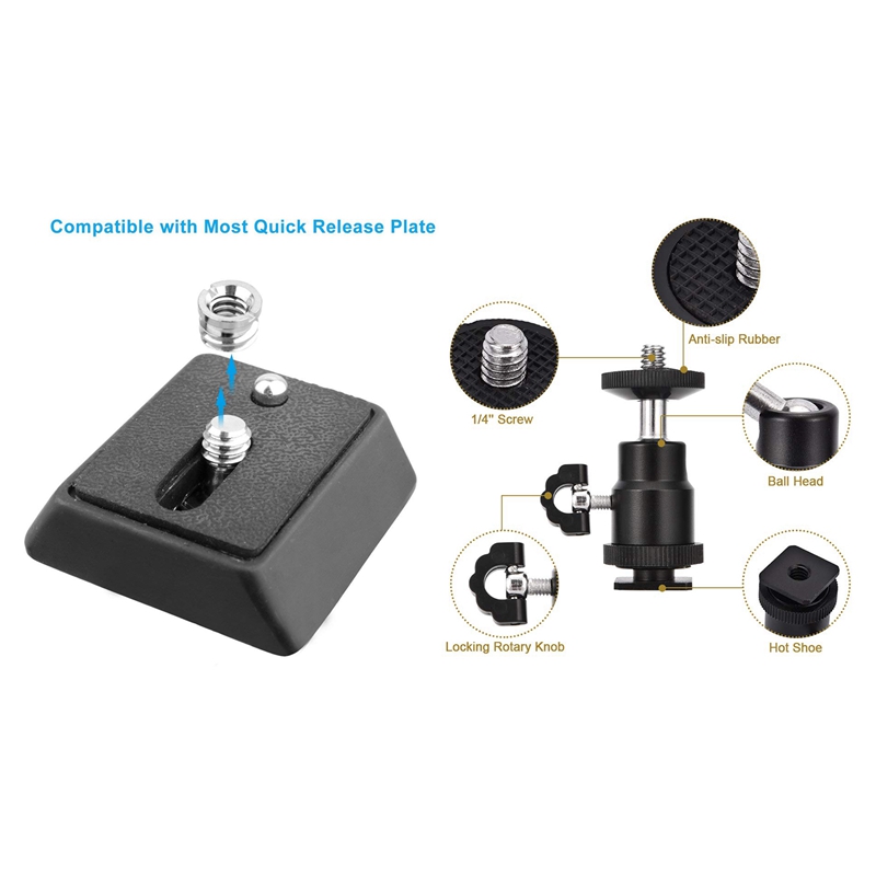 5 stück 1/4- zoll-  to 3/8 -zoll-adapter mit schraubgewinde und standardanschluss sowie 2 stück mini-kugelkopfadapter mit schuhbefestigung