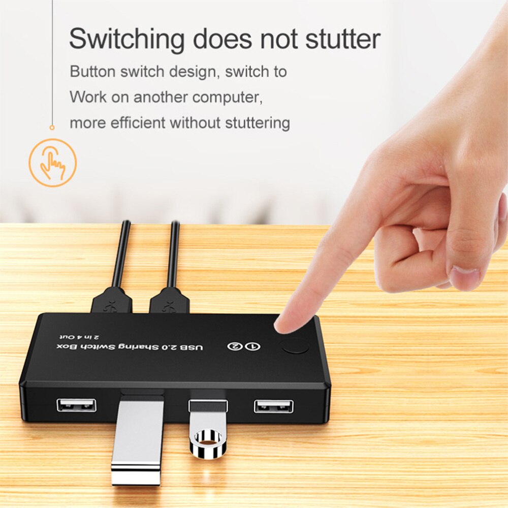 4 Port USB 2.0 Manual Printer Sharer USB Sharing Switch Adapter Box Selector Switcher for PC Printer Scanner