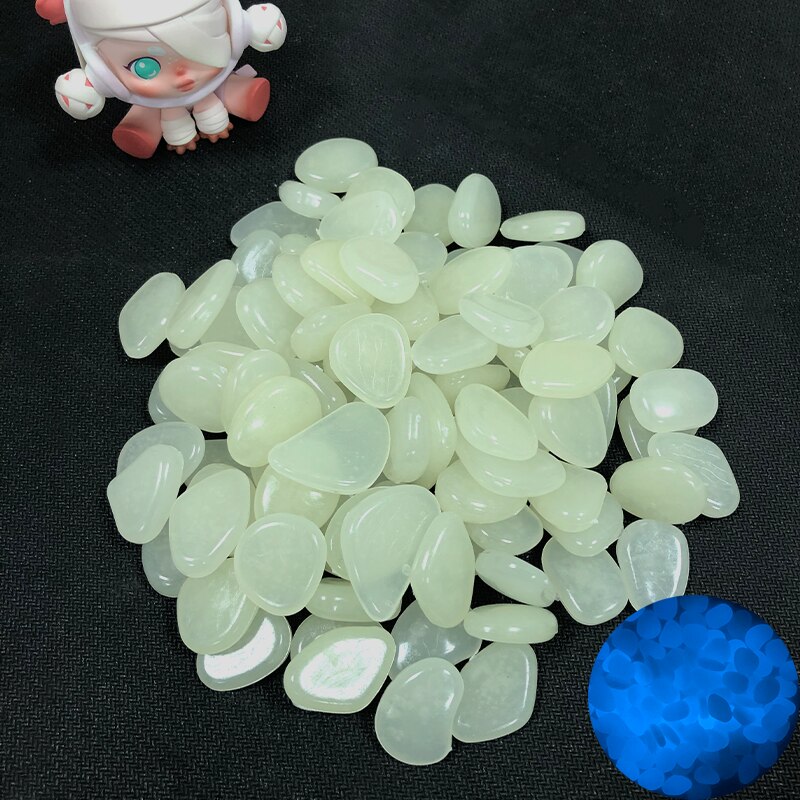 100/200 Stuks Tuin Decoratie Lichtgevende Steen Gloeit In Dark Decoratieve Steentjes Outdoor Aquarium Decoratie Pebble Aquarium: 100pcs / White