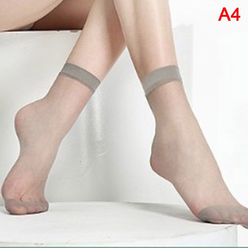 10 par kvindelige korte sokker damestrømper tynde krystal gennemsigtige #39 pige ankelstrømper: A4