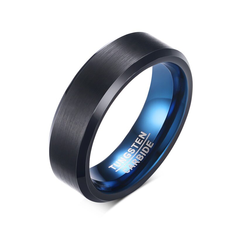 Vnox 6 Mm Blue Real Wolfraamcarbide Ringen Voor Mannen Sieraden Zwart Bruiloft Sieraden: 7