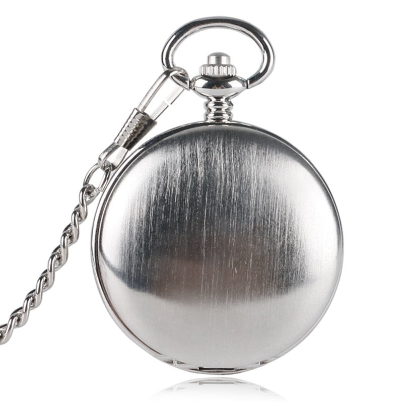 Classic Silver Pocket Watch Smooth Hand-winding Mechanical Double Hunter Pendant Watches Neckalce Chain Accessory relogio Montre
