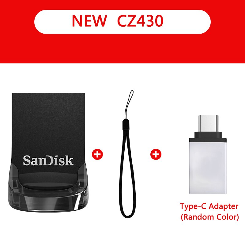 SanDisk 3.1 3.0 USB Flash Drive 256GB 128GB 64GB 32GB 16GB 8GB Pen Drives Pendrive Flashdisk U Disk with MicroUSB TypeC Adapter