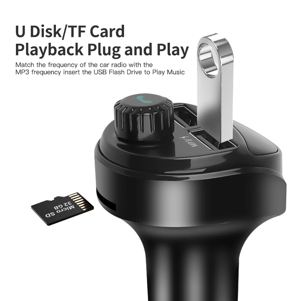 Receptor de Audio manos libres inalámbrico para transmisor FM con Bluetooth de coche reproductor MP3 automático 3.4A, Cargador USB Dual, accesorios para coche