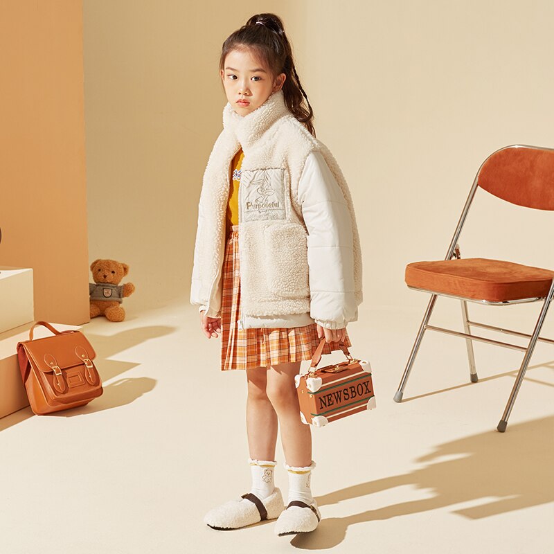 tonnellata Leone bambini inverno ragazze 'peluche cappotto moda carino casuale cerniera boutique abbigliamento per ragazze adatto da 5 a 12 anni