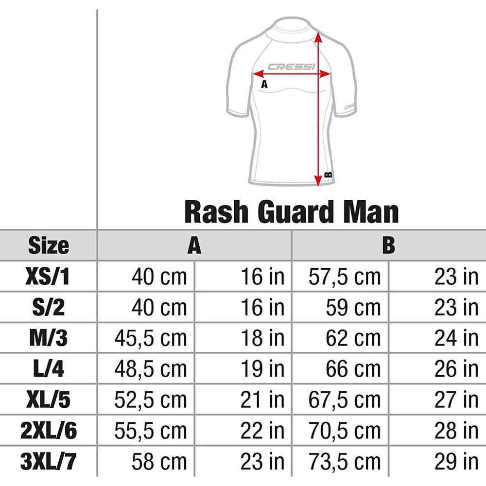 Cressi Man Rash Guard Short Sleeve UV (UPF) 50+ Surf Swimwear Men T-shirt for Swimming Surfing Diving Outdoor Activities