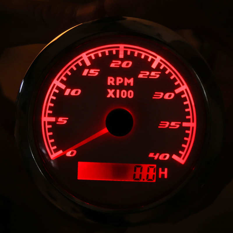 RPM Tachometer Boat Pointer Tachometer Red Backlight 85mm for Car for Truck