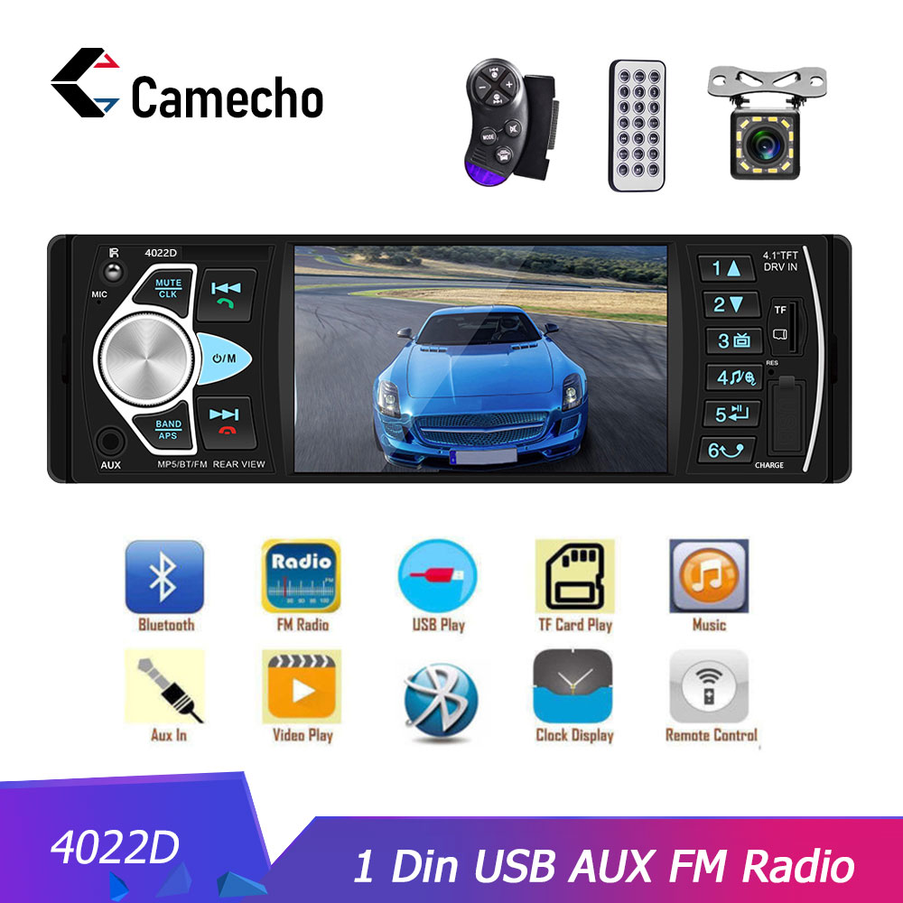 Camecho Autoradio 4022D 4.1 "1 Din Auto Radio Audio Stereo USB AUX FM Audio Speler Radio Station Met Afstandsbediening controle Auto Audio