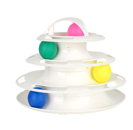 Three Levels Pet Cat Toy Tower Tracks Disc Cat Intelligence Amusement Triple Pay Track Cat Toys Ball Training Amusement Plate: 7