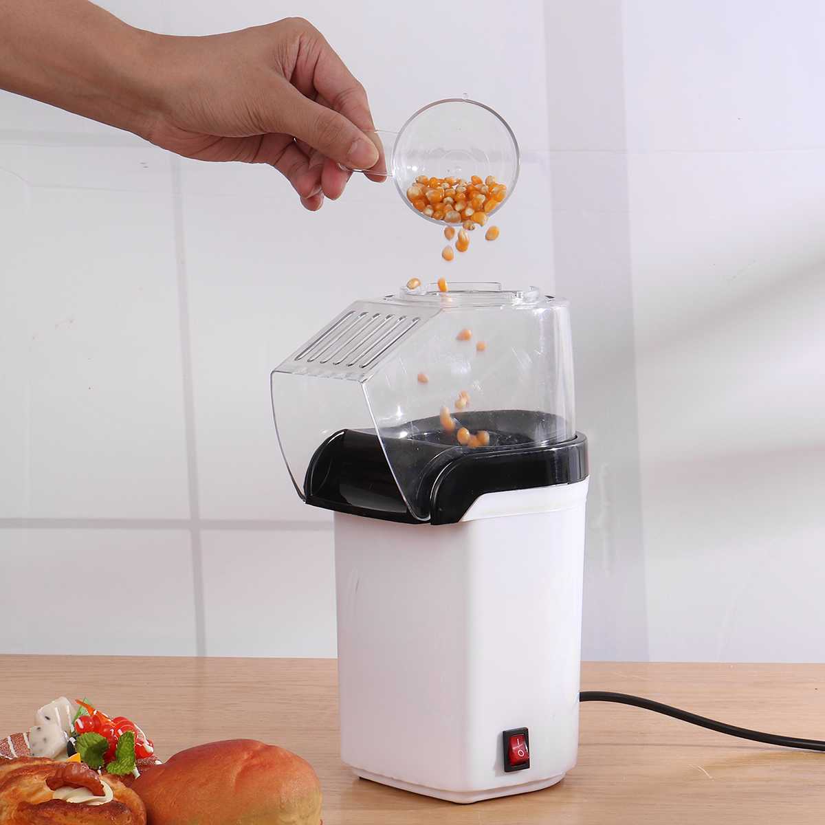 Mini Electric Popcorn Maker 1200W Home Air Tabletop Party Snack Oil-Free Household Corn Popper Kitchen Popcorn Machine
