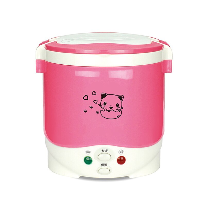 DMWD 1L Mini Panelas de Arroz Elétricas 12 v/24 v Para O Carro Do Caminhão de Alimentos Steming/Ebulição/Cozinha sopa Pote Preservação Do Calor 1-2 Pessoas eletrodomestico: Pink / 220V