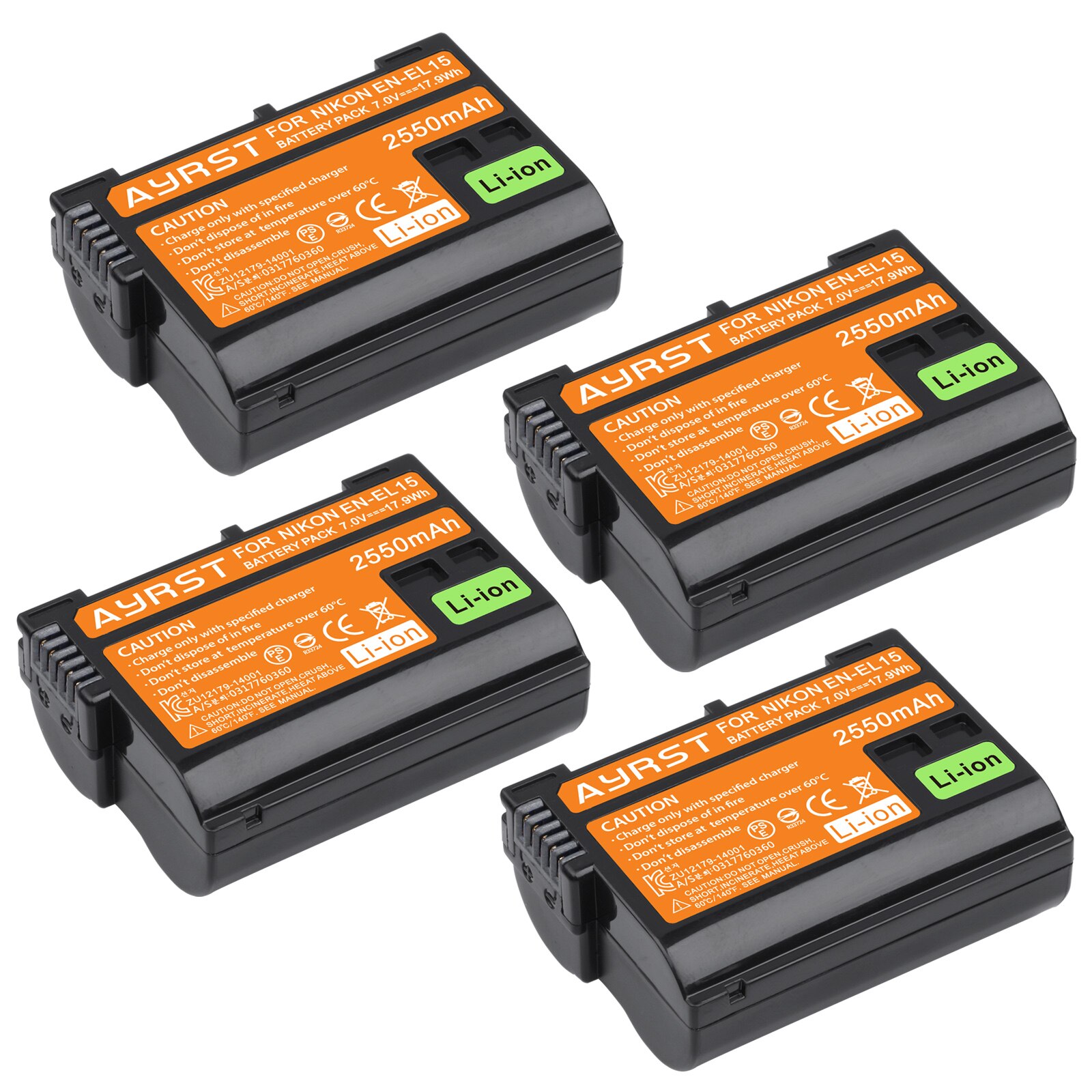 2550 mah en -el15 el15a batteri / dubbel laddare för nikon  d500 d600 d610 d600e d750 d800 d800e d810 d850 d7000 d7100 d7200 z6 z 7: 4 batterier