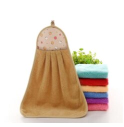 1 pièces petite serviette en peluche pépinière suspendus cuisine salle de bain épais chiffon doux essuyer serviette coton anti-huile-adhésif vaisselle lavage à séchage rapide: Brown