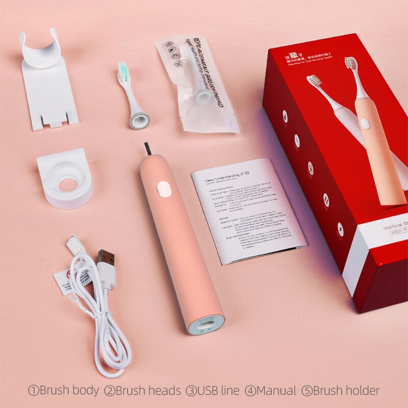 Y-kelin-cepillo de dientes eléctrico con 2 cabezales, recargable, Sónico, para tirantes para adultos, ortodoncia