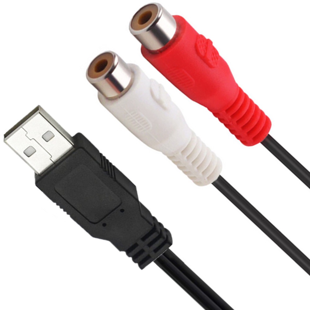 Câble USB vers 2 RCA, 5 pieds, 1.5m, USB 2.0 A mâle vers double RCA femelle, séparateur de prise PC TV Aux Audio vidéo AV, cordon adaptateur Composite