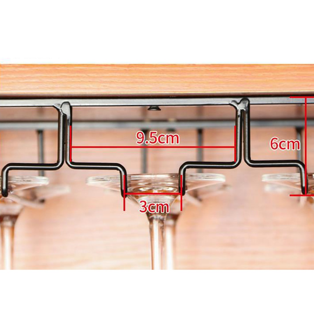 5 Rows Iron Steamware Hanger Wine Glass Holder Decorative Steamware Rack Under Cabinet Storage Hanging Bar Shelf Holders