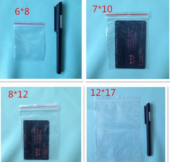 100 stks/pak Clear Self Sealing Zip Lock Plastic Opbergzakken Voedsel Opslag Verpakking Zakken 10*15 cm/8 * 12 cm/6*8 cm/5*7 cm