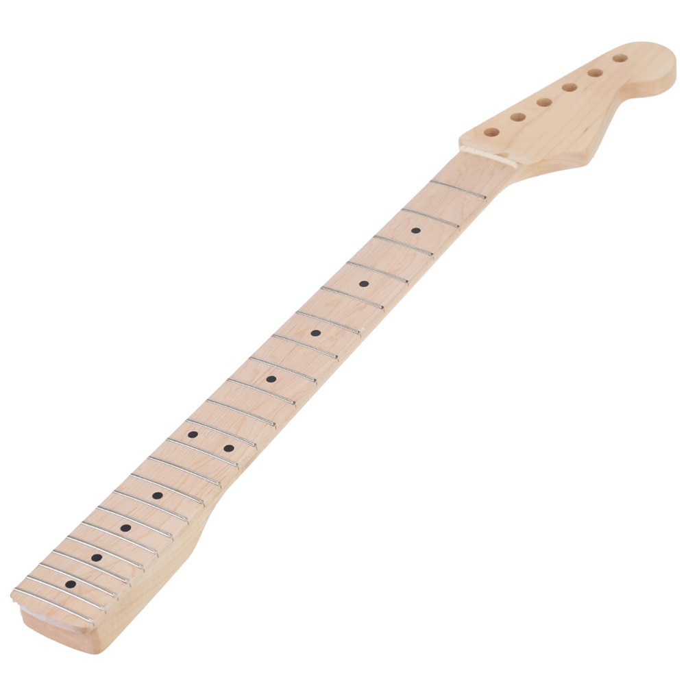 22 Fret Tiger Flame Maple Guitar Neck Replacement Guitar Neck for ST Electric Guitar Dots Natural